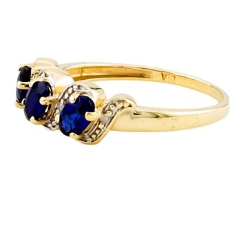 9ct gold Sapphire/Diamond 3 stone Ring size N